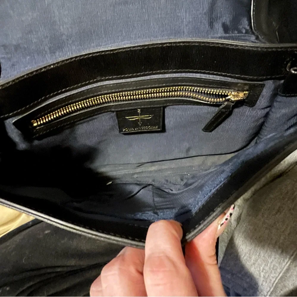 Pour La Victoire Black Leather Crossbody with Gold Chain - Picture 4 of 4